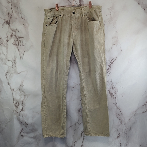 American Eagle Outfitters Pants Mens 36x30 Khaki Denim Slim Straight Jeans - Picture 1 of 13